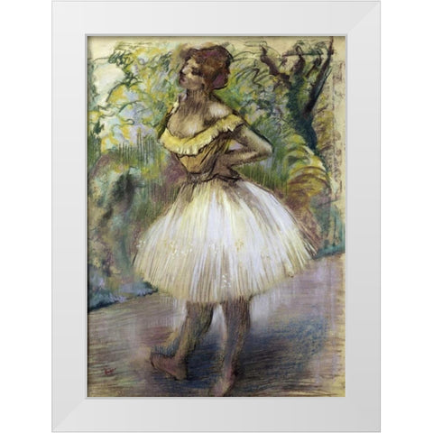 Dancer In Yellow White Modern Wood Framed Art Print by Degas, Edgar