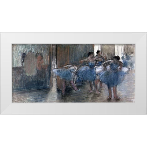 Dancers White Modern Wood Framed Art Print by Degas, Edgar