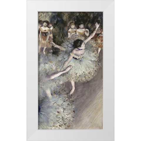 Danseuse Basculant - Danseuse Verte White Modern Wood Framed Art Print by Degas, Edgar