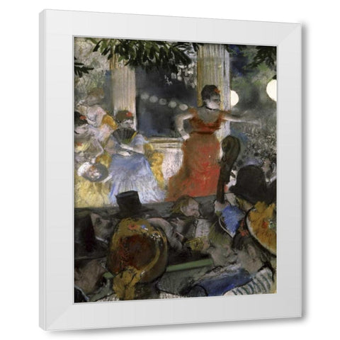 Le Cafe Concert Des Ambassadeurs White Modern Wood Framed Art Print by Degas, Edgar