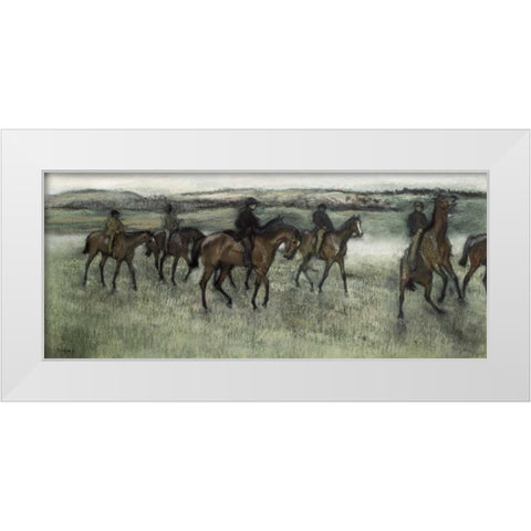 Race Horses White Modern Wood Framed Art Print by Degas, Edgar