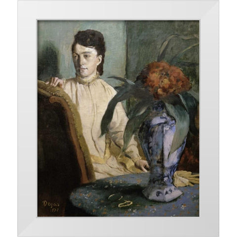 Woman with Porcelain Vase White Modern Wood Framed Art Print by Degas, Edgar