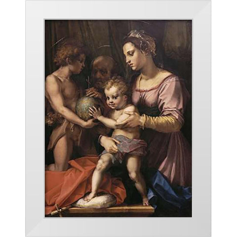 Holy Family White Modern Wood Framed Art Print by Del Sarto, Andrea