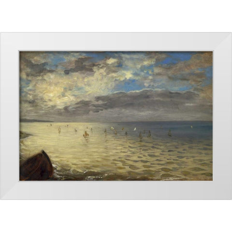 The Dieppe Sea White Modern Wood Framed Art Print by Delacroix, Eugene