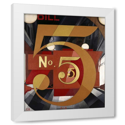 The Figure 5 In Gold White Modern Wood Framed Art Print by Demuth, Charles