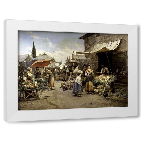 Marketplace White Modern Wood Framed Art Print by Detti, Cesare Agostino