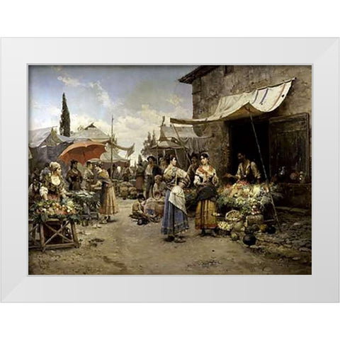 Marketplace White Modern Wood Framed Art Print by Detti, Cesare Agostino