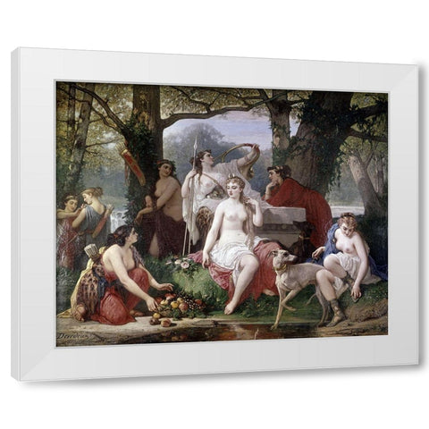 Dianas Bath White Modern Wood Framed Art Print by Devedeux, Louis