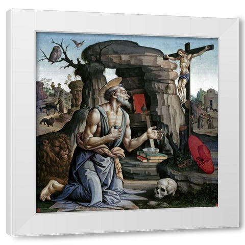 Saint Jerome White Modern Wood Framed Art Print by Di Giovanni, Bartolomeo