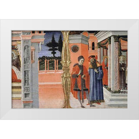 Stories of The Virgin - Predella Detail White Modern Wood Framed Art Print by Di Giovanni, Benvenuto