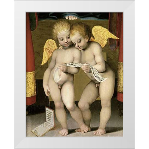 Stories of The Virgin - Predella Detail White Modern Wood Framed Art Print by Di Giovanni, Benvenuto