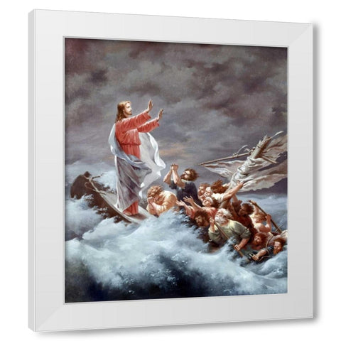 Christ Stilling The Tempest White Modern Wood Framed Art Print by Dietrich, Christian W.E.