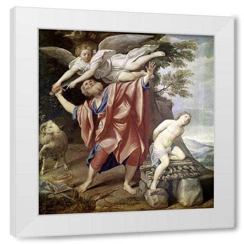 Abraham Sacrificing Isaac White Modern Wood Framed Art Print by Domenichino