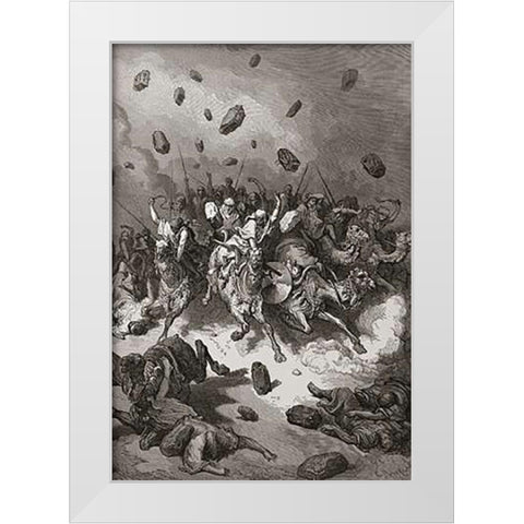 Flight of The Canaanites White Modern Wood Framed Art Print by Dore, Gustave