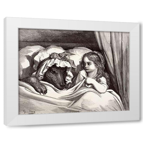 Little Red Riding Hood White Modern Wood Framed Art Print by Dore, Gustave