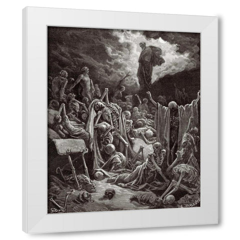 The Visions of Ezekiel The Vision of the Valley of the Dry Bones White Modern Wood Framed Art Print by Dore, Gustave