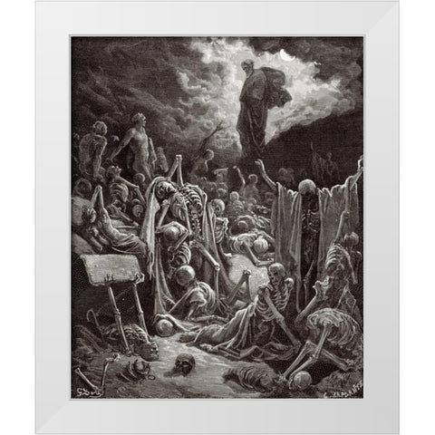 The Visions of Ezekiel The Vision of the Valley of the Dry Bones White Modern Wood Framed Art Print by Dore, Gustave