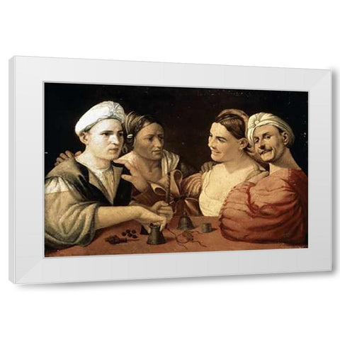 Magicians White Modern Wood Framed Art Print by Dossi, Dosso