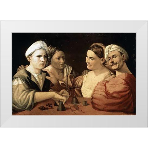Magicians White Modern Wood Framed Art Print by Dossi, Dosso