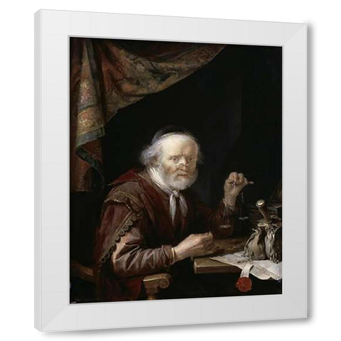Le Peseur DOr White Modern Wood Framed Art Print by Dou, Gerrit