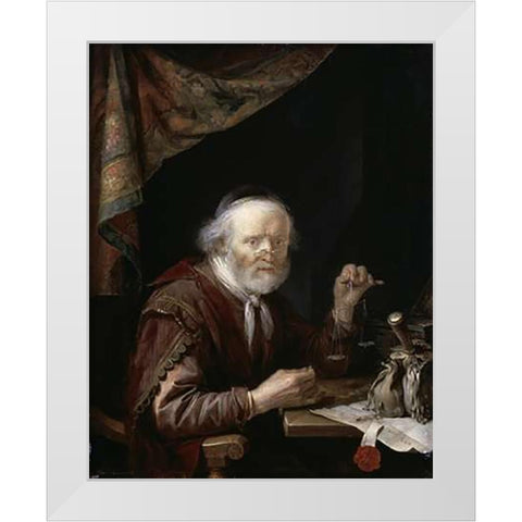 Le Peseur DOr White Modern Wood Framed Art Print by Dou, Gerrit