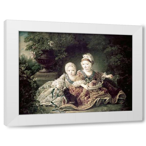 Duc De Berry and Count De Provence As Children White Modern Wood Framed Art Print by Drouais, Francois Huber