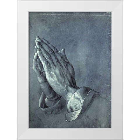 Praying Hands White Modern Wood Framed Art Print by Durer, Albrecht