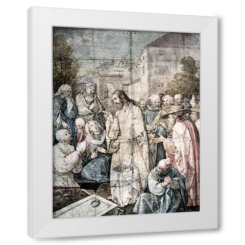 Resurrection of Lazarus White Modern Wood Framed Art Print by Durer, Albrecht