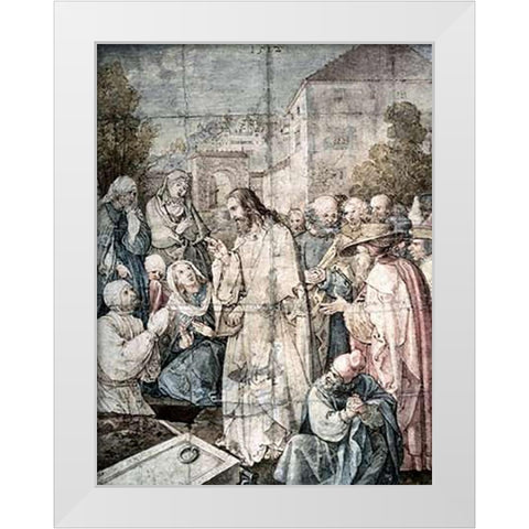 Resurrection of Lazarus White Modern Wood Framed Art Print by Durer, Albrecht