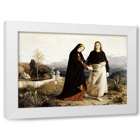 John Leading Mary From The Tomb White Modern Wood Framed Art Print by Dyce, William