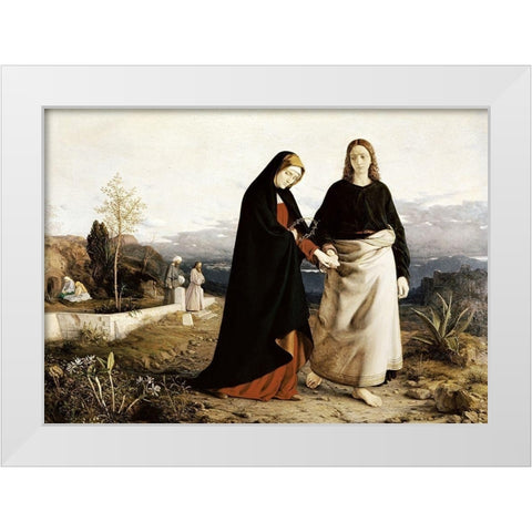 John Leading Mary From The Tomb White Modern Wood Framed Art Print by Dyce, William