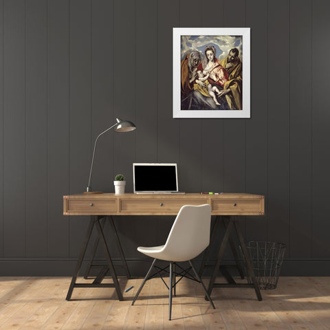 Holy Family and Saint Anne White Modern Wood Framed Art Print by Greco, El