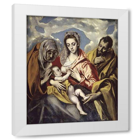 Holy Family and Saint Anne White Modern Wood Framed Art Print by Greco, El