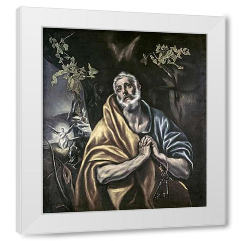 Penitent Peter White Modern Wood Framed Art Print by Greco, El