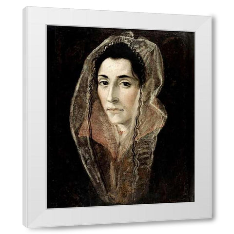 Portrait of a Lady White Modern Wood Framed Art Print by Greco, El