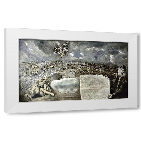 View and Plan of Toledoca White Modern Wood Framed Art Print by Greco, El
