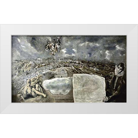 View and Plan of Toledoca White Modern Wood Framed Art Print by Greco, El