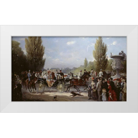 Frederich II and Victoria On The Way To Potstam White Modern Wood Framed Art Print by Eschwege, F.A. Elmar