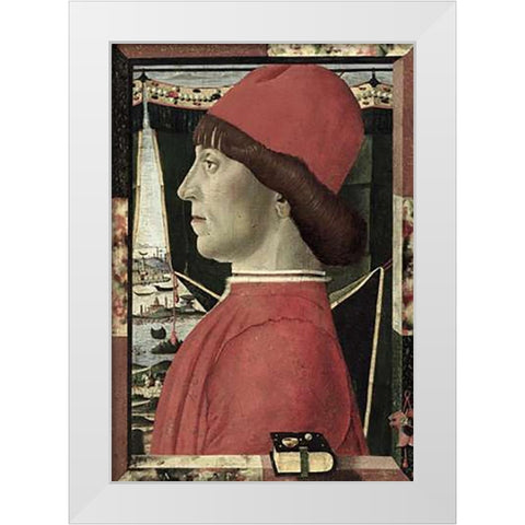 Portrait of a Young Man White Modern Wood Framed Art Print by d Este, Baldassarre
