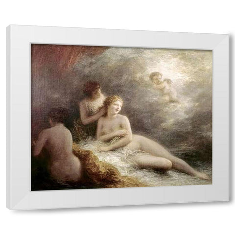 Toilette De Venus White Modern Wood Framed Art Print by Latour, Henri Fantin