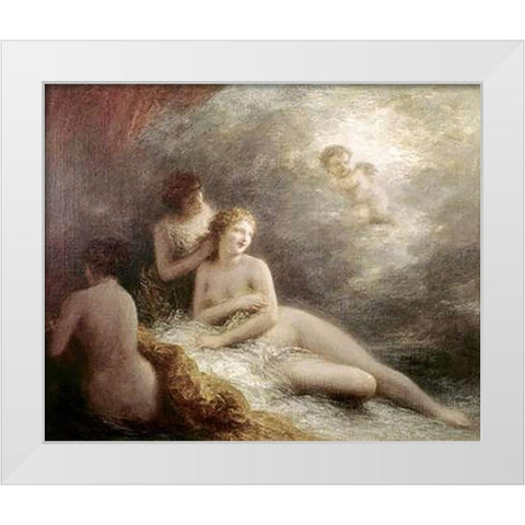 Toilette De Venus White Modern Wood Framed Art Print by Latour, Henri Fantin