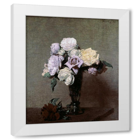 Vase of Flowers White Modern Wood Framed Art Print by Fantin-Latour, Henri