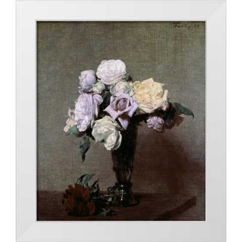 Vase of Flowers White Modern Wood Framed Art Print by Fantin-Latour, Henri