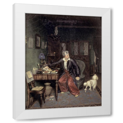 Breakfast of The Aristocrat White Modern Wood Framed Art Print by Fedotov, Pavel Andreevic