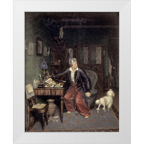 Breakfast of The Aristocrat White Modern Wood Framed Art Print by Fedotov, Pavel Andreevic