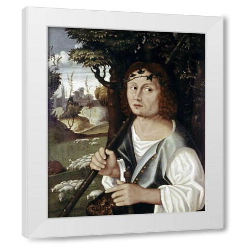 Good Shepherd White Modern Wood Framed Art Print by Ferrarese, Sebastino