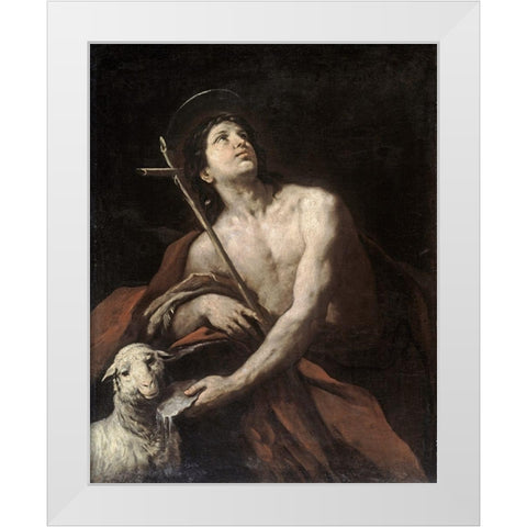Saint John The Baptist White Modern Wood Framed Art Print by Ferraro, Orazio