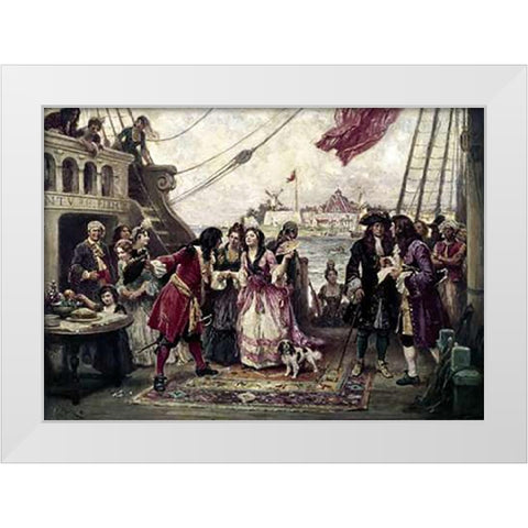 Captain William Kidd In New York Harbor White Modern Wood Framed Art Print by Gerome Ferris, Jean Leon