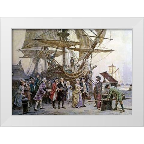 Franklins Homecoming White Modern Wood Framed Art Print by Gerome Ferris, Jean Leon