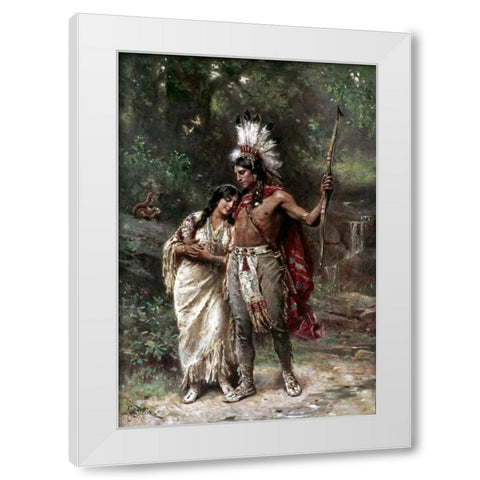 Hiawathas Wedding Journey - Longfellow White Modern Wood Framed Art Print by Ferris, Jean Leon Gerome